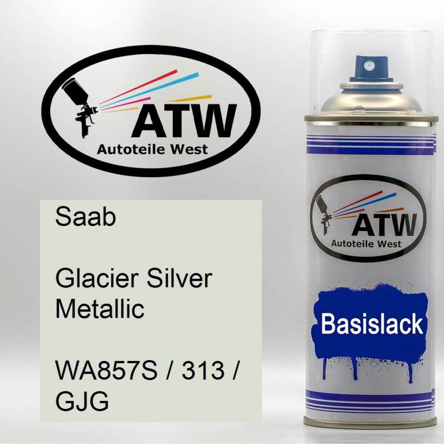 Saab, Glacier Silver Metallic, WA857S / 313 / GJG: 400ml Sprühdose, von ATW Autoteile West.
